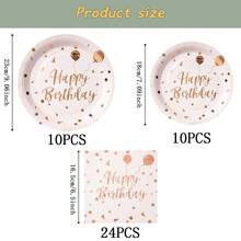 Bộ đồ dùng ăn uống dùng một lần màu vàng hồng hình bóng bay sinh nhật, đĩa tiệc 7/9 inch, đĩa giấy dùng một lần, khăn ăn, cốc, thích hợp cho các dịp lễ, đám cưới, lễ đính hôn, sinh nhật, tiệc tùng, lễ kỷ niệm. - Nhiều màu - Xem 7