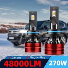 2pcs 6000K 12V LED Headlight Bulbs H4/H7/H11 9005/9006/H1 3000+ Lumens 12V Input 6000K Color Temperature Durable Aluminum Alloy Housing Suitable For Cars Trucks SUVs, No Battery Required - Red DF - View 2