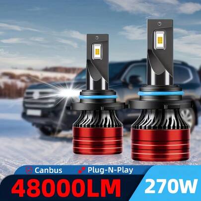 2Pcs 6000K 12V LED Headlight Bulbs H4/H7/H11 9005/9006/H1 Auto - 3000+ Lumens, 12V Input, 6000K Color Rendering, Durable Aluminum Construction For Cars, Trucks, SUVs, Without Battery