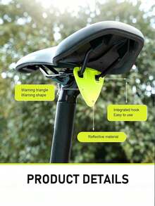 Reflective Yield Sign, Reflective Safety Night Cycling Triangle Warning Plate, High Visibility Bicycle Triangle Warning Sign, Universal Bicycle Safety Accessory (Green) - A - View 5