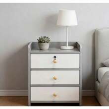 Mesita De Noche Gris De Dormitorio Moderno De Estilo Retro Madera Blanco - Negro - Ver 10