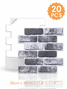 1/10/20 片仿砖自粘 PVC 墙板，装饰墙贴，11.8 英寸 x 11.8 英寸，小尺寸 3D 砖纹理墙贴，可裁剪，易于安装，适用于客厅、壁炉、房车等室内装饰。 - 牆貼 - 查看 20