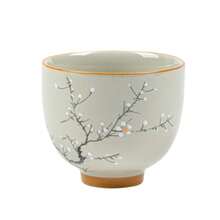 1pc/2pcs/6pcs Ash-Glaze Ceramic Tea Cups, Plum Blossom Pattern Ceramic Red Tea Cups, Kung Fu Tea Cups, Tea Tasting Cups, Home & Guest Tea Cups - Multicolor - View 4
