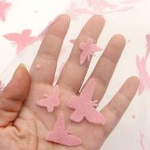 1pc Double-Sided Velvet Butterfly Pattern Plain Mesh Gauze 100% Polyester Fabric | 62.99x19.68 Inch - Pink Butterfly, Tulle Mesh With 3D Butterfly Pattern | DIY Bows, Party Capes & Photo Backdrops - Default - View 2