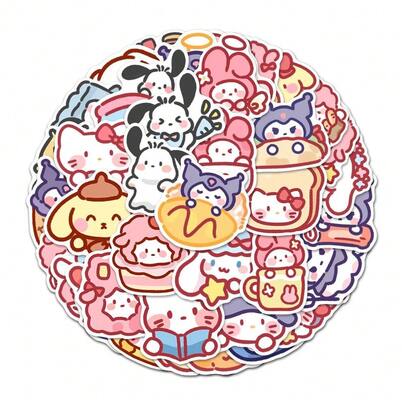 SANRIO 100pcs Cute Cartoon DIY Stickers, Adorable Decorative Stickers For Scrapbooking, Phone, Water Bottle, Notebook