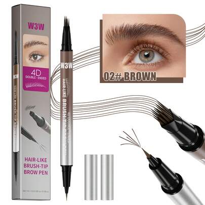 W3W 2-In-1 Eyebrow & Eyeliner Pencil, Natural Waterproof Sweat-Resistant Long-Lasting Buildable Brow Pencil With Brow Brush, For Women