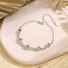 1pc Customized Family Birthstone Stainless Steel Heart-Shaped Bracelet, Fashionable, Elegant, Exquisite Silver Jewelry, Girlfriend/Friend/Mother/Daughter Christmas Gift, Perfect Mother's Day, Valentine's Day, Anniversary Gift, Customized Birthstone Jewelry For Loved Ones, Customized Name, Women's Jewelry Gift, Mother's Day Gift - Silver - View 6