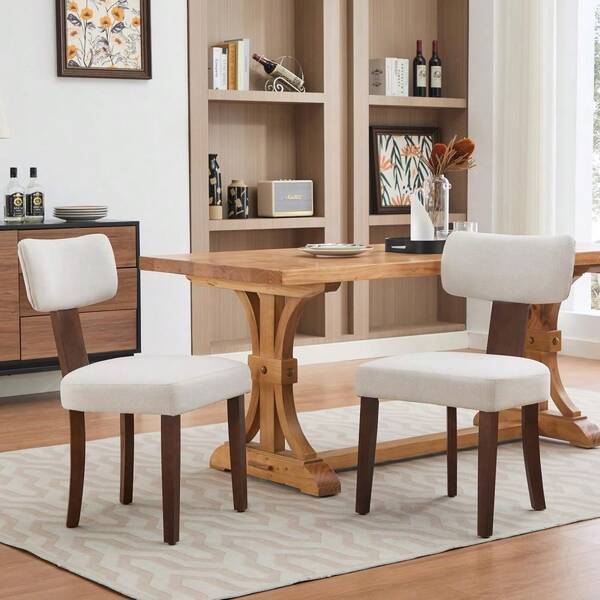Dining Chairs Set Of 2,Modern Leather Upholstered Kitchen Chairs With Hardwood Frame,265 LBS Weight Capacity,Easy Clean Leather,Ergonomic Curved Backrest For Dining Room