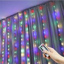 Indoor & Outdoor Decor, Valentine's Day Decor, Remote Control Curtain Lights, Holiday Lighting, Yard Decor, USB Powered Camping Decor Lights, Holiday Wreath Fairy Lights, 4 Light Colors, 8 Lighting Modes Romantic Decor Lights For Wedding Party, Room Curtain Lights, Dinner Party Decor Lights, Birthday Party Decor Lights, Christmas & Halloween Decor Lights, Garden Decor Lights - USB Curtain Light String - View 6