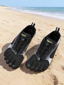 2026 New Pink Five-Finger Beach Shoes, Unisex Couples Barefoot Water Shoes, Portable Toe Separation Shoes For Outdoor Wading, Swimming, Fitness, Yoga, Multi-Function Sports Shoes, Non-Slip Toe Separation Shoes For Indoor Yoga, Pilates, Comprehensive Training, Non-Slip Fitness Sports Shoes - 黑色 - 查看 2