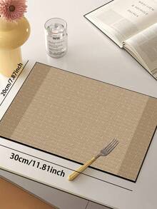 1pc Silica Gel Kitchen Mat, Woven Linen-Like Pattern On Light Beige Base, Subtle Crosshatch Texture, Narrow Solid Trim, Rustic Natural Yet Modern Minimalist Aesthetic, Surface Fabric, Middle Sponge Absorbent, Bottom Rubber Non-Slip Waterproof Kitchen Rug - Multicolor - View 16