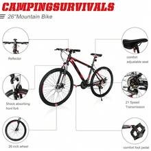26-Inch Red And Black Explorer Mountain Bike, High Carbon Steel, 100kg, 21 Speeds - 黑红 - View 5