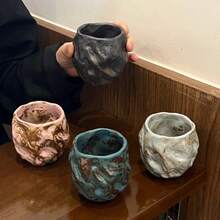 Personalized Ceramic Cup, Creative Cocktail Cup, High-Quality Small Cup, Retro Design Water Cup - Multicolor - View 2