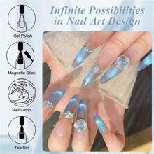 Mtssii 1 lọ 7ml Sơn móng tay gel mắt mèo màu xanh huỳnh quang, hiệu ứng hạt thủy tinh lấp lánh gradient, sơn gel từ tính hình mèo, sơn gel UV LED bán vĩnh cửu, dễ tẩy rửa, thích hợp cho móng tay mùa hè, dụng cụ làm móng DIY cho salon và gia đình. - Nhiều màu - Xem 6