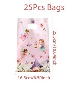 10/25/50个装 16.5*25厘米 塑料婴儿派对礼品袋，带提手，防水可重复使用，花园主题礼品袋，适用于女孩生日派对、新娘送礼会、花园派对、性别揭晓派对、日托派对用品 - 彩色 - 查看 12
