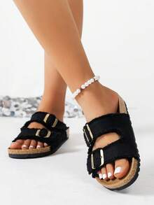 Sandalias de plataforma con punta abierta, cómodas y versátiles, de suela gruesa y estilo retro, ideales para uso casual y al aire libre en primavera y verano - Negro - Ver 4