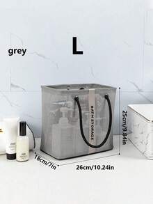 Foldable Mesh Shower Caddy - Portable Bathroom Storage Basket, Collapsible Tote Bag For Cosmetics, Shampoo, Supplies, Soap And Makeup, Graduation Gift, Bathroom Accessories, Room Decor, College Dorm, Bathroom Essentials, Gym Camping, Quick Dry Shower Bag, Travel Essentials, Summer Vacation Back To School, School Supplies Bag, School Toiletry Bag, Waterproof Travel Makeup Bag - Mesh - View 4