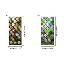 1/2 piezas Película estática esmerilada para ventanas, calcomanía de vidrio manchado con onda de diamante de colores retro, material de PVC removible y resistente al agua, adecuado para baños, cocinas, puertas de vidrio de salas de estar, protección de privacidad - Multicolor - Ver 14