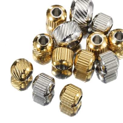 50pcs Stainless Steel Grooved Beads, Gold Color Spacer Beads, Flat Beads, Loose Beads Suitable For DIY Necklace, Bracelet, Jewelry Accessories
