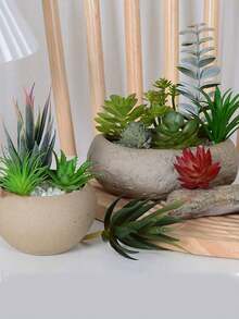 18株仿真多肉植物，优雅假多肉，桌面摆件，窗台绿植装饰，多种无盆仿真多肉植物，人造塑料仙人掌茎多肉植物花园家居装饰礼品，适合现代家居和花园装饰，室内外均可使用，夏季绿色盆栽装饰，活动派对装饰（颜色随机） - 彩色 - 查看 7