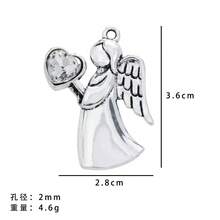 1pc/3pcs Crystal Heart Guardian Angel Blessing Card Silver-Plated Keychain Bag Charm, With Card For Girls - Multicolor - View 12