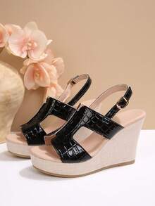 FVPFVP 2026 New Summer Women Sandals, Fashion Versatile Platform Waterproof Toe-Exposed Strap Wedge Heels - Black - View 7