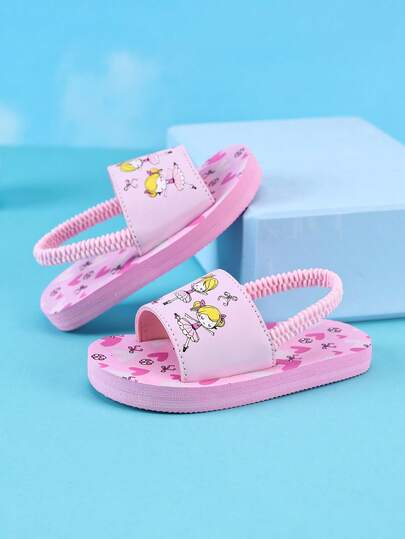 1 par de sandalias casuales suaves y cómodas con diseño de fresa rosa para niñas bebés, adecuadas para uso interior y exterior, nuevas llegadas de primavera/verano