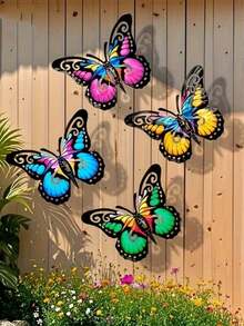 1pc/4pcs Vibrant Color Metal Butterfly Wall Art Decor, Suitable For Garden, Yard, Fence, Holidays, Parties, Gift For Friends & Family, Ideal For Butterfly Enthusiasts - A - View 5