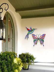 2D Acrylic Outdoor Garden Wall Sticker - Sunlight Catcher Outdoor Decor - Butterfly & Hummingbird Fence Decor, Wall Decor, Patio Decor, Fence & Garden Wall Colorful Gardening Sticker - Colorful - View 5