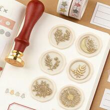 7pcs Set (6pcs Stamp Heads + 1pc Handle), Plant Leaf & Floral Pattern Wax Seal Stamp Kit - Set 6 - View 5