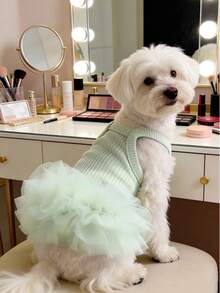 1pc Elegant Ballet Tulle Dress Pet Dog Clothes, Princess Dress Sleeveless Romantic Party Outfit, Suitable For Small Dogs, Cats, Cool Spring/Summer - Pink - View 14