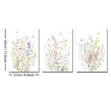 1/3pcs Set Unframed Wildflower Nursery Canvas Poster Boho Botancial Floral Butterfly Wall Art Print Minimalist Girl Room Aesthetic Decor Painting For Apartment,Living Room,Bedroom,Modern Home Decoration - A - View 22