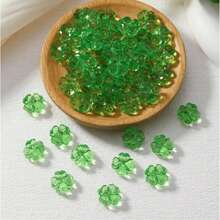 100/50/30/10pcs 3D Acrylic Green Clover Beads - Lucky DIY Jewelry Making Four-Leaf Clover, Craft, Floral Necklace, Earrings - Multicolor - View 3