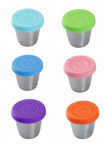 1/3/6Pcs Stainless Steel Salad Sauce Containers, 2.4oz Reusable Leakproof Dressing Cups With Silicone Lids, For Lunch Box, Dipping Sauces, Picnic And Travel - Multicolor - View 10