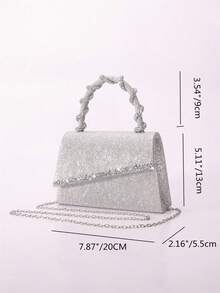 Glitter Wrapped Wrist Clutch Bag, Handheld & Crossbody For Women Evening Party - Silver - View 2
