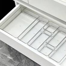 1/2/6 piezas Juego de organizadores de cajón de acrílico transparente, cajas de almacenamiento versátiles para cosméticos, organizadores divisores de escritorio elegantes para maquillaje, suministros de oficina y almacenamiento diverso, esenciales perfectos de verano para mujeres, regalo ideal para Navidad, Acción de Gracias, Año Nuevo y San Valentín, mejora tu espacio con elegancia funcional y soluciones de organización - Transparente - Ver 2