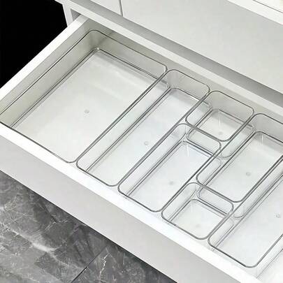 1/2/6 piezas Juego de organizadores de cajón de acrílico transparente, cajas de almacenamiento versátiles para cosméticos, organizadores divisores de escritorio elegantes para maquillaje, suministros de oficina y almacenamiento diverso, esenciales perfectos de verano para mujeres, regalo ideal para Navidad, Acción de Gracias, Año Nuevo y San Valentín, mejora tu espacio con elegancia funcional y soluciones de organización