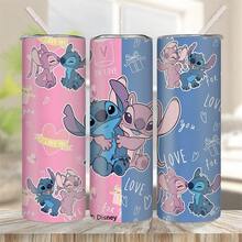 1 bình giữ nhiệt Disney dáng thẳng, in hình Stitch và thiên thần dễ thương, bình nước cách nhiệt bằng thép không gỉ có ống hút, dung tích 600ml, đóng hộp kèm mã chống hàng giả. - Mũi khâu - Xem 5