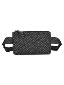 TIANDINGYU 时尚PU斜挎胸包，奢华字母图案跑步腰包，双隔层运动胸包，简约街头风百搭腰包 - 彩色 - 查看 13