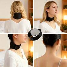 1/5pcs Magnetic Neck Massager With Comfortable Heating Pad, Equipped With Waist Belt, Helps Relieve Stress And Improve Blood Circulation. It Includes Adjustable Shoulder Straps, Black Base With Red Accents, And Ergonomic Design - Black - View 7