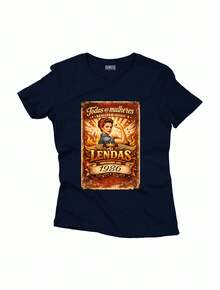 Camiseta Feminina Algodão As Lendas Nascem em 1986 40 anos - Azul - Visão 2