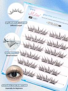 36片免胶蓝色泪滴假睫毛，大容量！无需胶水，自粘式垂坠蓝色泪滴假睫毛，单簇设计，无需胶水，新手也能轻松上手，轻松放大双眼，生动自然，即开即用。 - C - 查看 4