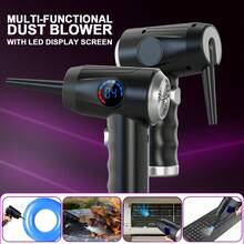 Wireless Electric Air Duster, Equipped With 51000 RPM High-Power Blower, 4-Speed Adjustable & LCD Display, 3000mAh Fast Charging, 15-45 Min Runtime, USB Powered Portable Wireless Cleaner For Computer, Keyboard, TV, Game Console - Compatible With Power Bank/Car Charger, 4-In-1 Accessories & 90° Foldable Handle, Replacement For Compressed Air Cans, Air Blower - Silver - View 6