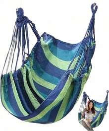 Hammock Swing Chair - Sturdy Metal Frame, Foldable, Portable, Supports Up To 500 Lbs, Comfortable Seating, Ideal For Patios And Lawns, Cotton Blend Fabric, Suitable For Indoor/Outdoor Use. Designed For Bedrooms, Outdoor Spaces, Patios, Balconies, Porches, And Decks. Hanging Hammock Chair With Rope Swing. - C - 查看 6