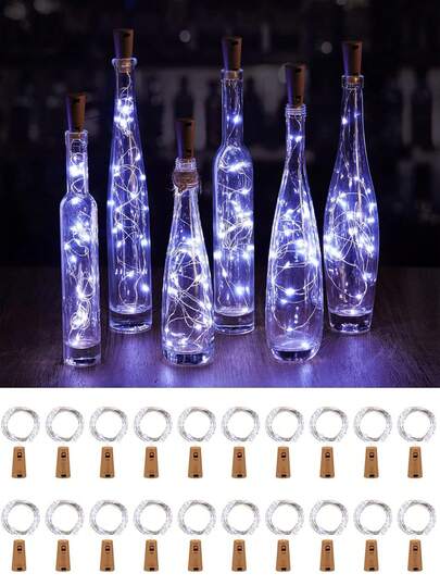 10PCS Wine Bottle Lights, Fairy String Lights For Mason Jars Wedding Party Christmas Centerpiece Table Decorations, LED Fairy Lights, 100cm Silvery Wire String Mini Lights Bedroom, Wedding, DIY Crafts, Christmas Wreath, Party Decorations
