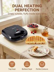 SOKANY-113 华夫饼机早餐机家用小型轻便吐司面包压烤机带双面加热 - 黑色 - 查看 6