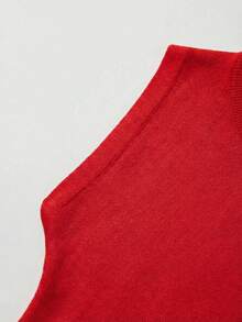 Camiseta sin mangas de punto para mujer, nueva colección primavera/verano, de estilo minimalista y elegante, con cuello redondo, diseño sin mangas, decoración con botón con forma de corazón, top corto y ajustado en color rosa, adecuado para uso casual, trabajo, viajes, citas, ceremonias de graduación y fiestas - Rojo - Ver 11
