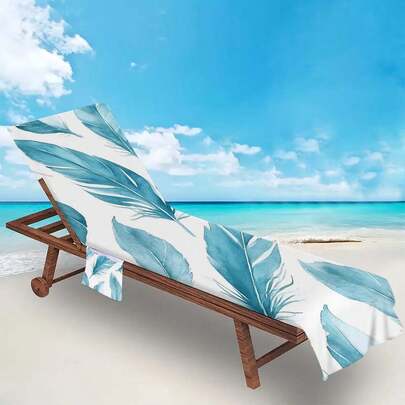 口袋式沙滩巾，适用于日光浴躺椅、泳池椅等，便携式沙滩日光浴床巾，超柔软速干微纤维旅行沙滩椅套（75x210厘米）