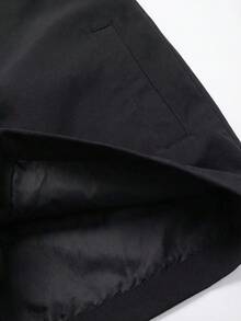 Men's Casual Solid Color Coach Jacket, Fashionable Versatile Collared Lightweight Jacket For Autumn - Black - View 7