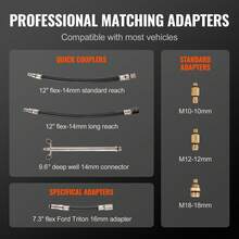 Compression Tester Adapter Kit, 9 Pcs Automotive Engine Cylinder Leak Down Compression Test, Accurate Dual Scale Pressure Gauge 0-300 Psi, With Long Reach Hoses And Case For Engine Cylinders - 9 Pcs - View 3